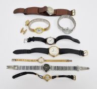 Lady's 9ct gold Everite bracelet watch, the shaped oval dial with gilt baton markers, on gilt
