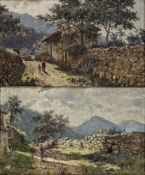 C. Pizzi (possibly Carlo Pizzi, 1842-1908) Pair oils on canvas Montronio, Italy, rural scenes with