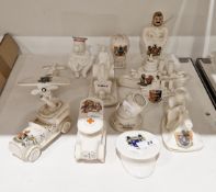 Collection of crested wares of WWI interest, various printed black factory mark, including;