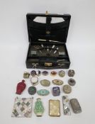 Collection of trinket boxes and snuff bottles including a Chinese white metal trinket box set with