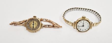 9ct gold cased lady's wristwatch, the dial with arabic numerals on later expanding bracelet and