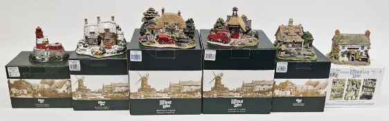 Six Lilliput Lane cottages including Amazing Grace L2279, Jubilee at the Crown InnL3405, The