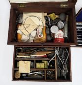Early 20th century mahogany box, the hinged lid opening to a lift-out tray, containing a
