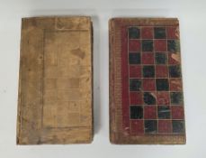 Two 19th century leather bound wooden games boxes each in the form of two books, the outer covers