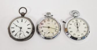Early 20th century silver-cased pocket watch, white enamelled dial with seconds subsidiary dial, a