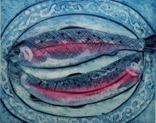 Janet Judge (1956-2022) Etching and aquatint 'Trout for Tea', signed, titled and numbered 7/10