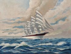 Charles Munro Oil on canvas 'Champion of the Seas', maritime scene with five-masted barque owned