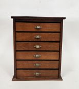 Mahogany collector's cabinet comprising six green baize-lined drawers with cup handles, 34.5cm