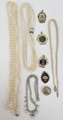 Southampton schools FA silver and enamel fob medal, three gilt metal fobs and a for Royal service