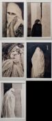 In the manner of Shirin Neshat Five photographic prints of Iranian woman in traditional attire,