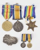 Bar of two World War I medals awarded to 19852 Wkr L. E. Westbury, together with a bar of matching
