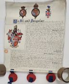 Heraldry - 20th-century illuminated Grant of Arms for Mary Isabella Cooper / Stainforth, with