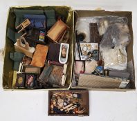 Quantity of wooden dolls house furniture to include bookcase, sofa, chairs, bath, dressing table,