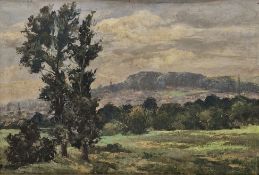 Hermann Thoeren (19th/20 century) Oil on board 'View of Aachen from Berensberg', signed and dated