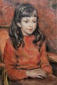 James Arden Grant (1887-1974) Pastel on paper 'Penelope' half length portrait of a young girl seated