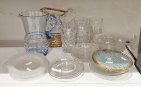 Collection of glass stands: including ten late Victorian star cut reeded finger bowl stands, six