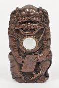 Japanese Meiji period copper and mother-of-pearl inlaid etiu/vesta cast, cast at Oni holding a book,