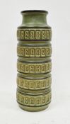 Large West German pottery cylindrical vase, circa 1960, moulded marks, moulded with ribbed bands and