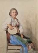 Late 19th/early 20th century in the manner of Guido Bach (German 1828-1905) Watercolour Portrait