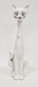 V Vintage mid-20th century style large white glazed pottery model of a cat with elongated neck,