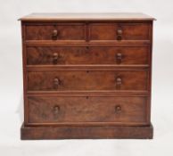 19th-century mahogany chest of drawers, the rectangular top with ogee moulded edge over two short