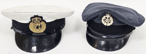V British Royal Air Force (RAF) peaked cap, label to inside 57 Compton Webb (Headdress) Ltd,