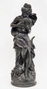 After Albert Carrier-Belleuse, bronzed resin model of a seated classical maiden titled ' Allegory of