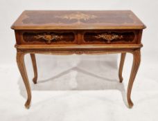 Walnut side table in the French Louis XV manner, the rectangular top with round front corner with