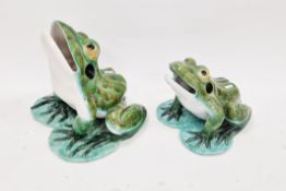 Two Portuguese (Bordalo Pinheiro) pottery models of frogs, impressed marks, one labelled, each