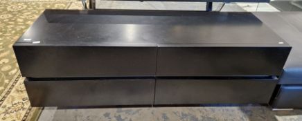 Contemporary Italian Poliform black low chest of four short soft close drawers, on square