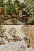 Ronald Thexton (1916-2002) Oil on board 'Pool on River Coln', signed lower right, 30cm x 40.5cm,