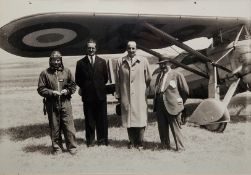 Six black and white photographs with three of aviation interest, unframed but mounted (6)