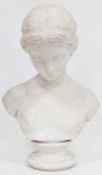 Cast plaster bust of Venus, indistinctly marked to base, 51cm high