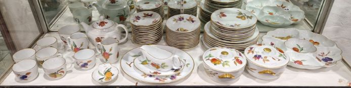 Royal Worcester Evesham pattern part dinner service, printed black marks, comprising: two circular