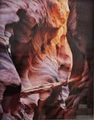 Three large colour photographs depicting Antelope Canyon, Arizona, framed and glazed, mount aperture