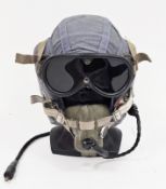 Mid-century RAF summer weight flying helmet, size 1 with tailor's label stamped 22c/1729 and war