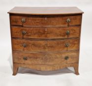 Early 19th-century mahogany, inlaid and rosewood cross-banded bow-fronted chest of drawers,