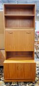 Mid-century G-Plan Fresco teak wall unit, the upper section with two open shelves over a fall