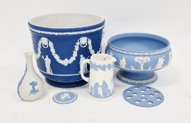 Group of 20th century Wedgwood jasperware, variously decorated with neo-classical figures, impressed
