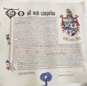 Heraldry - 20th-century illuminated Grant of Arms for Vivian Bolton Douglas Cooper, with an attached