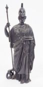 Grand Tour style patinated bronze figure of the goddess Minerva or Athena, holding a spear with a