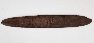 Western Australia carved Aboriginal message stick (Churinga), carved with radiating circles and