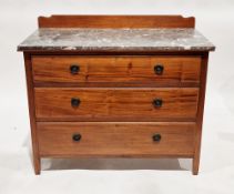 Early 20th-century mahogany chest of drawers, the marble top with back rail over three long