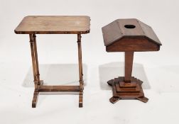 Early 20th-century oak side table on double turned slender legs, 58cm high x 48cm wide x 33cm deep