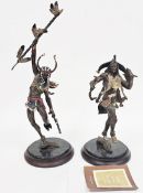 Two Franklin Mint cold painted bronze figures of Native Americans designed by R F Murphy including