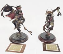 Two Franklin Mint cold painted bronze figures of Native Americans designed by R F Murphy including