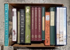 Quantity of folio society books with slip covers including The Life of Mohammed, John Fothergills An