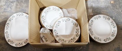 Staffordshire part table service decorated with a border of flowers (1 box)