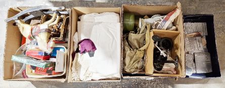 Mahogany artist's box and contents including a folding mahogany palette, paints, brushes, fitted