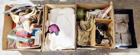 Mahogany artist's box and contents including a folding mahogany palette, paints, brushes, fitted